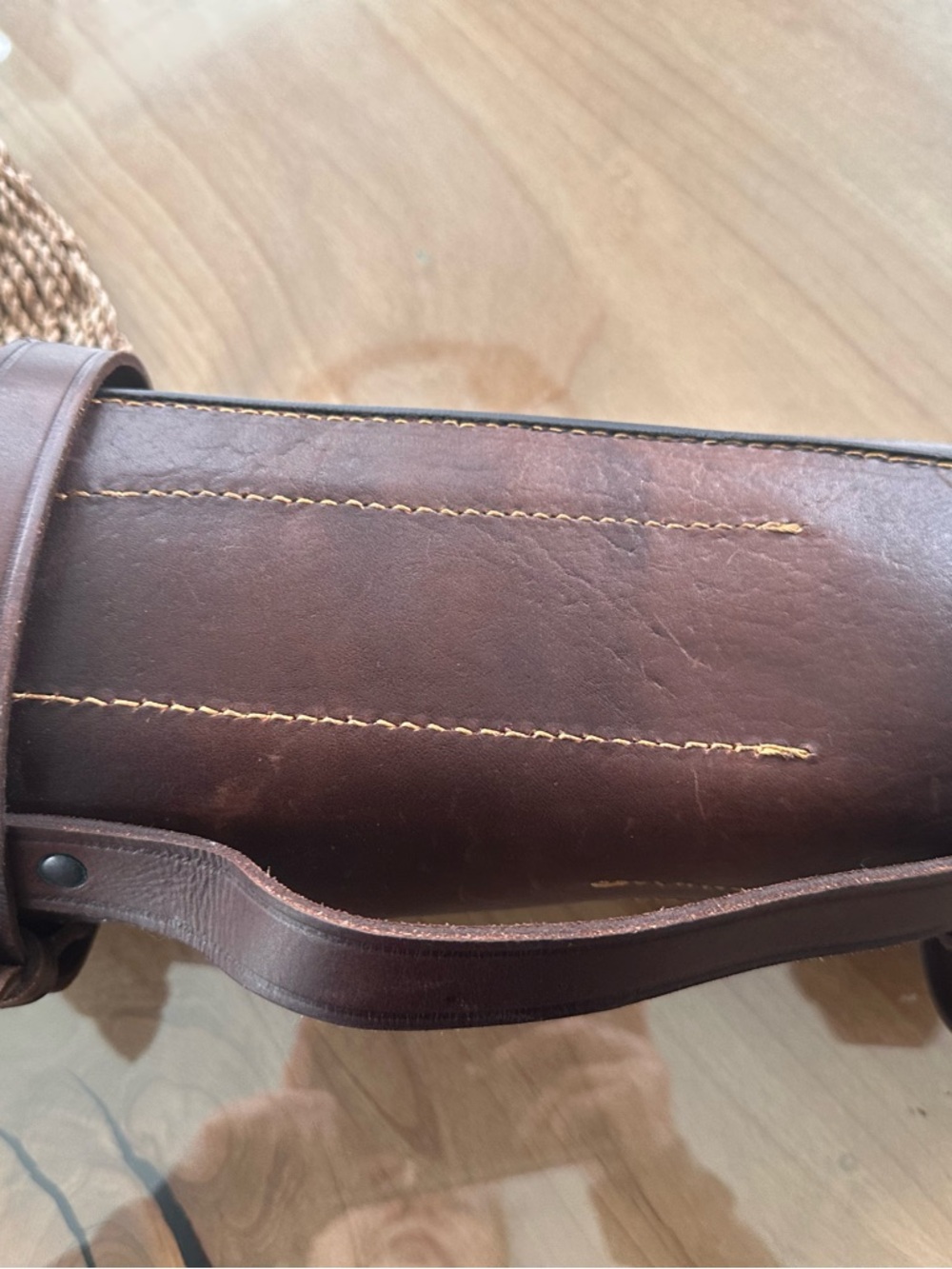 Handmade Leather Knife Roll with Set of 7 Wood-Handled Knives - Picture 12 of 15